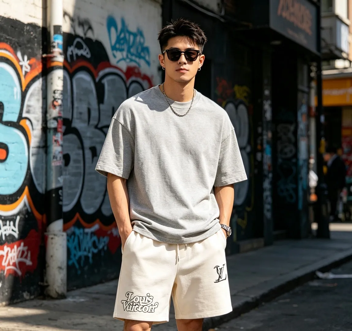 Louis Vuitton/Louis Vuitton double logo embroidered shorts